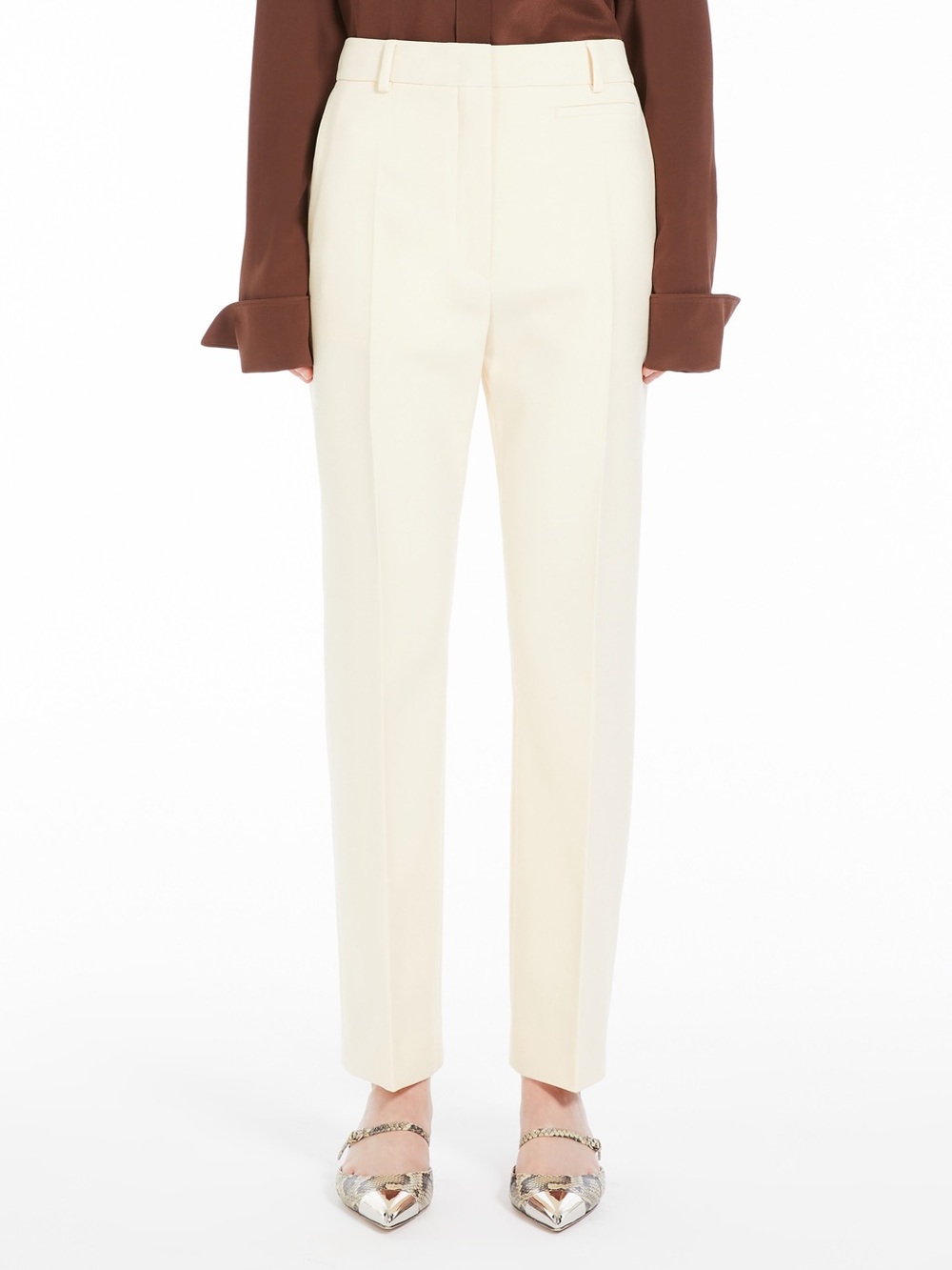 Sportmax Romagna Straight Tailored Cream Trousers